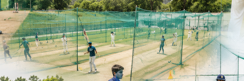 Rows of practice nets in use across a SkillX centre